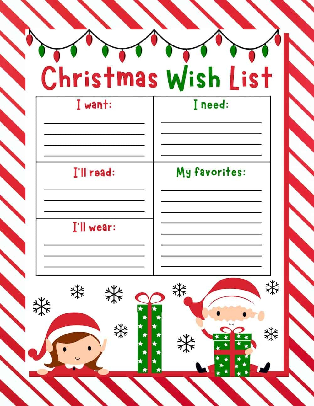 10 Free Christmas Wish List Printables For Kids - Prudent Penny in FREE Printable Christmas List Paper