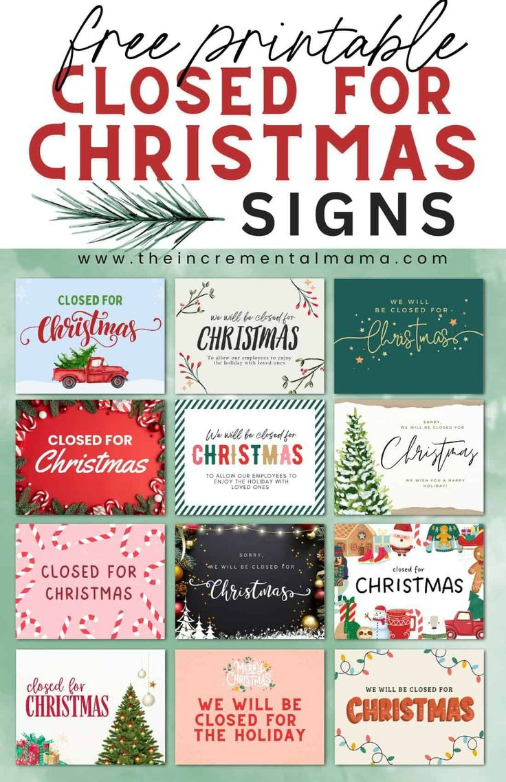 12 Free Closed For Christmas Sign Templates with regard to Free Printable Closed For Christmas Signs