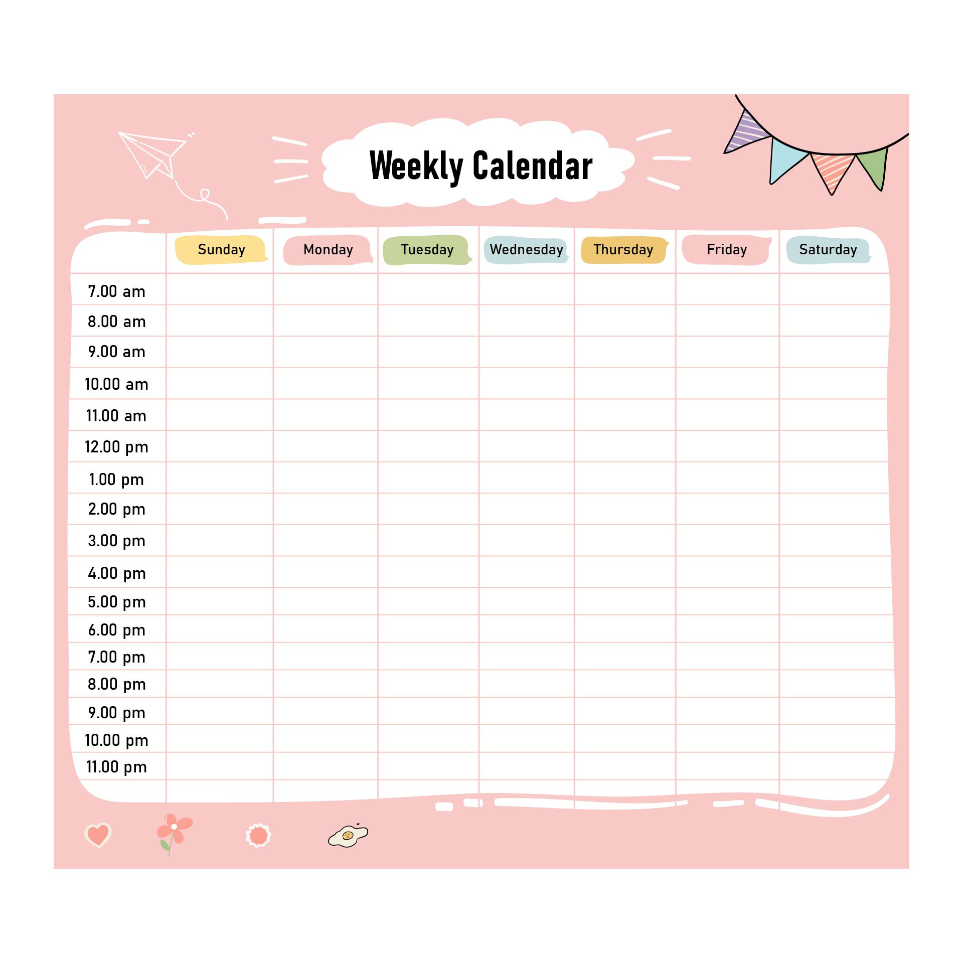 13 Best Printable Weekly Calendar With Time Slots Pdf pertaining to FREE Printable Calendar with Time Slots