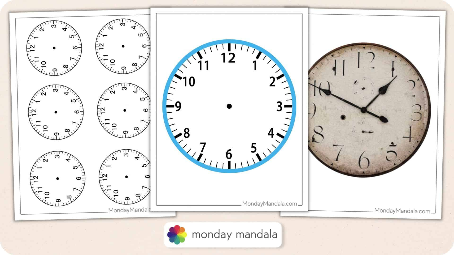 14 Printable Clock Faces (Free Pdfs To Download &amp;amp; Print) for Free Printable Clock Face With Hands