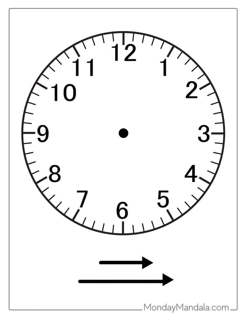 14 Printable Clock Faces (Free Pdfs To Download &amp;amp; Print) for Free Printable Clock Hands Template