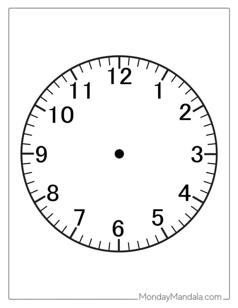 14 Printable Clock Faces (Free Pdfs To Download & Print) inside FREE Printable Clock Face Without Hands