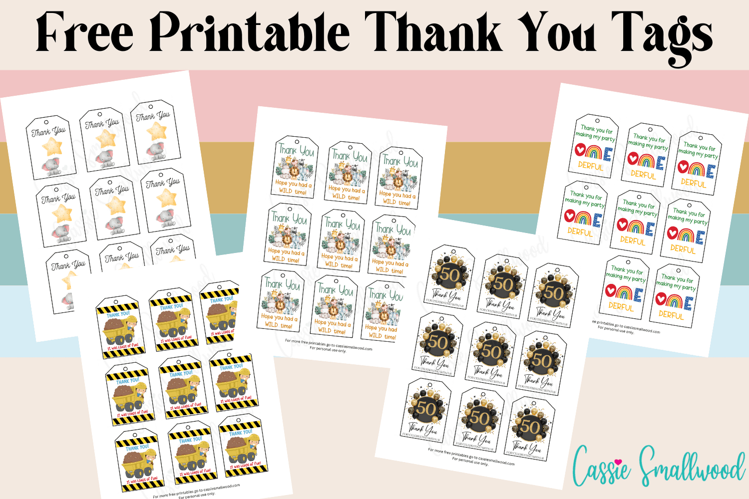 15 Insanely Cute Thank You Tags (Free Printable) - Cassie Smallwood inside FREE Printable Christening Favor Tags