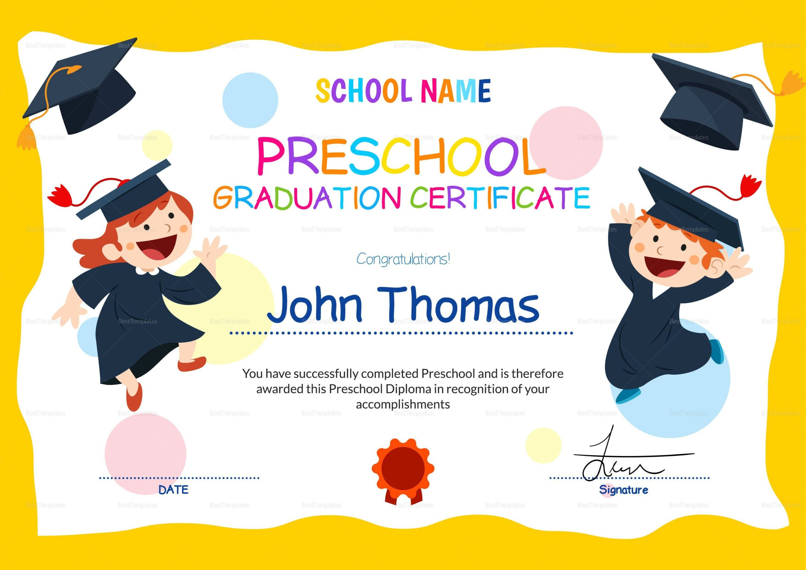 18+ Preschool Certificate Templates - Pdf inside FREE Printable Certificates For Preschool