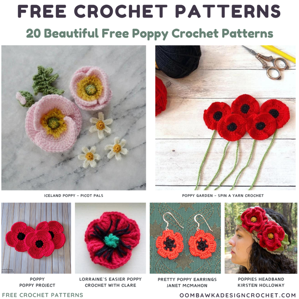 20 Beautiful Free Crochet Poppy Patterns for FREE Printable Crochet Poppy Pattern