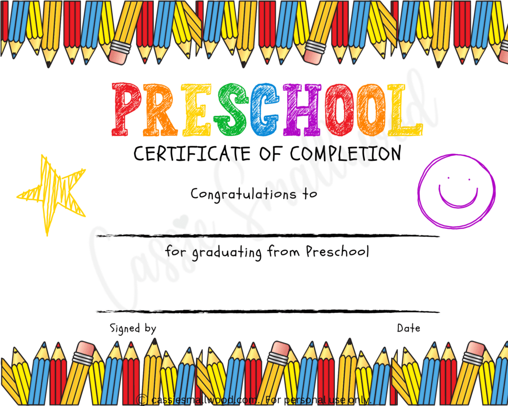 20 Preschool And Kindergarten Graduation Certificates (Free with regard to FREE Printable Certificates For Preschool