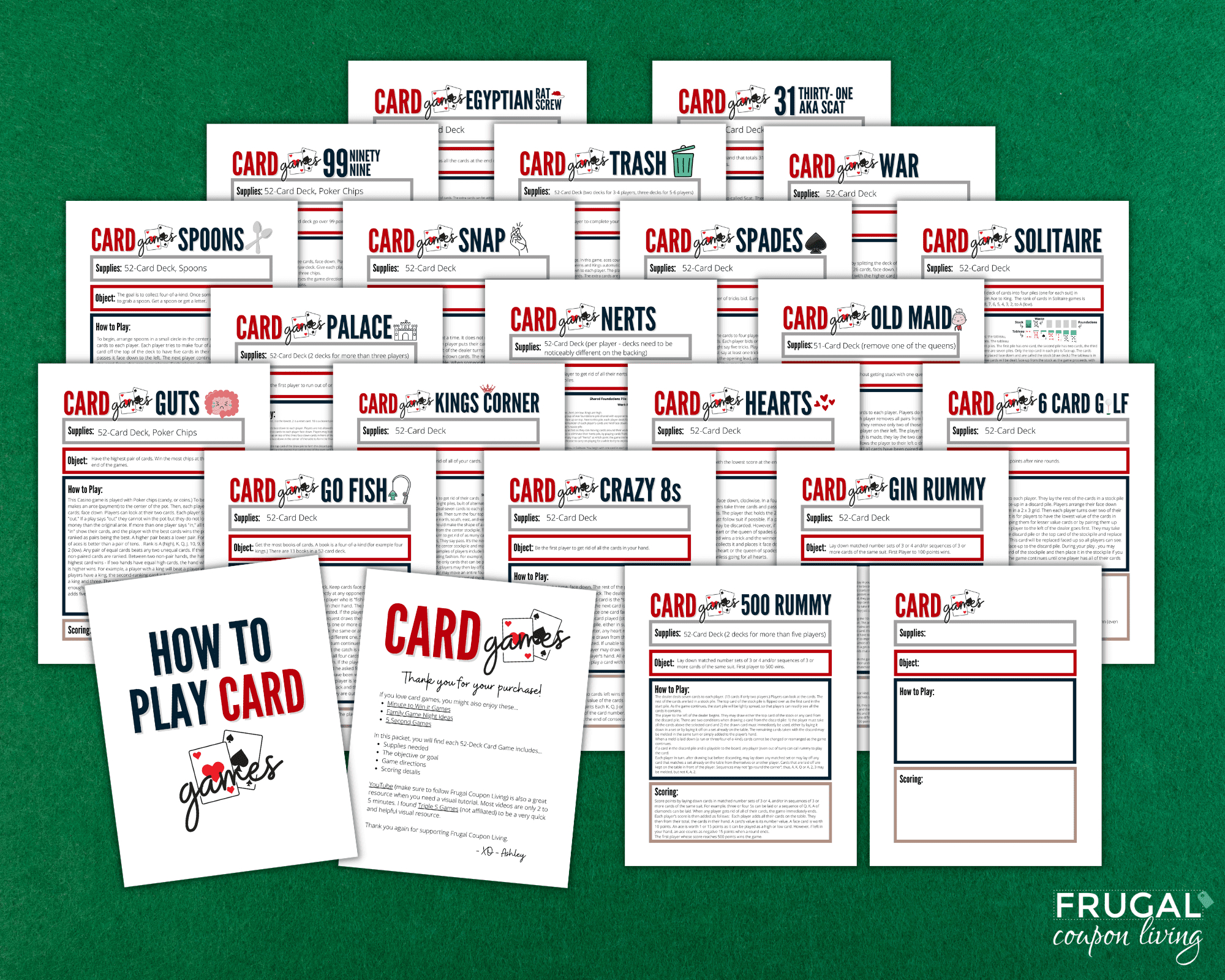20 Super Fun Family Card Games With A Standard Deck - Print Today! with FREE Printable Card Games For Adults