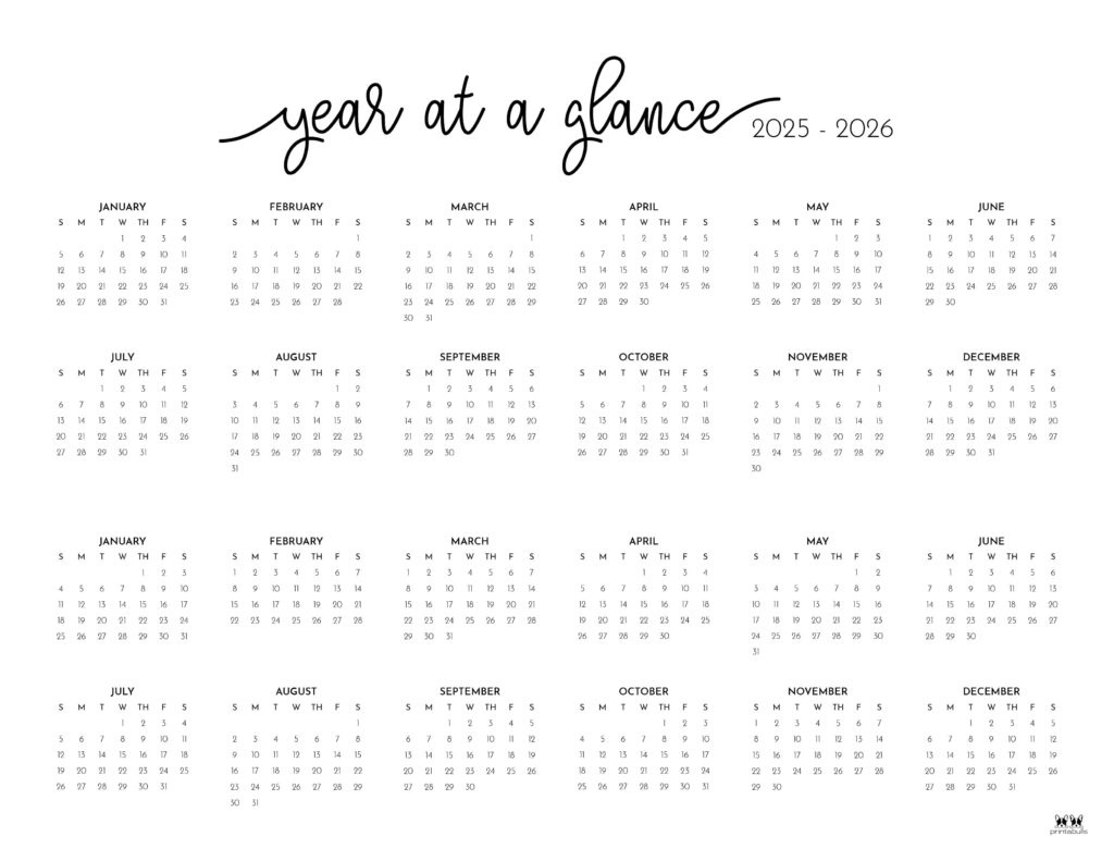 2025-2026 Two Year Calendars - 10 Free Cals | Printabulls with Free Printable Calendars 2025 And 2026