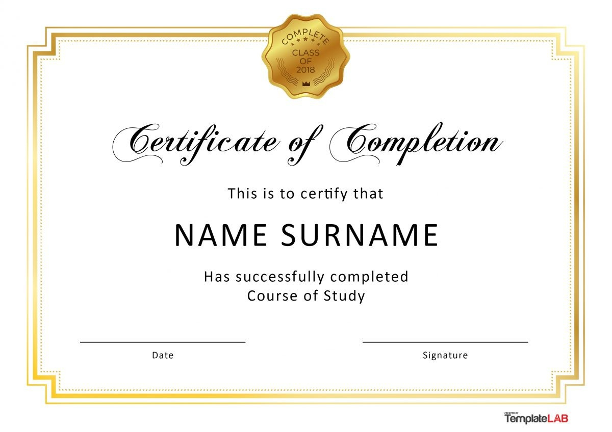 23 Free Certificate Of Completion Templates [Word, Powerpoint] in Free Printable Certificates Of Completion Templates