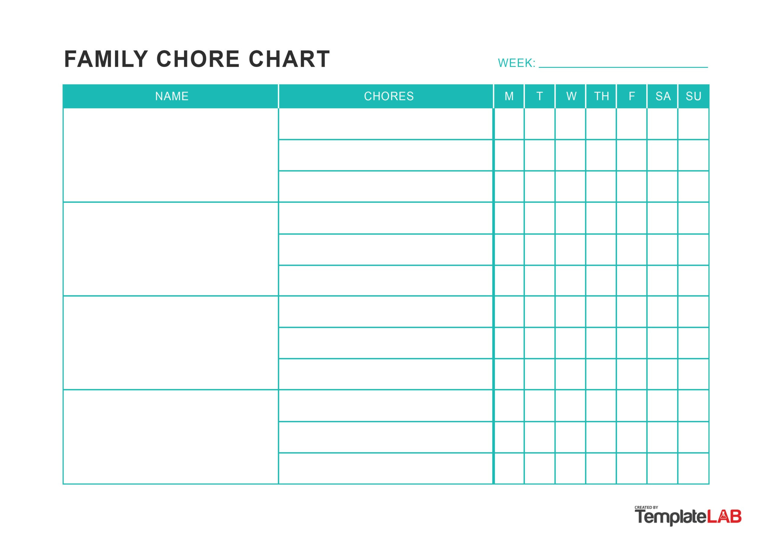 23 Free Chore Chart Templates For Kids ᐅ Templatelab in FREE Printable Chores List Template