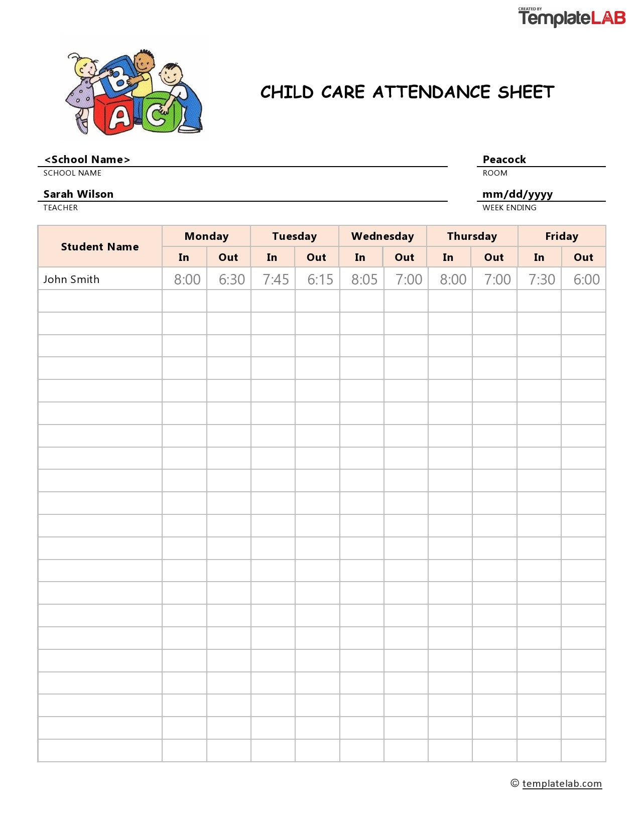 23 Free Printable Attendance Sheet Templates [Word/Excel] regarding FREE Printable Class Attendance Sheet