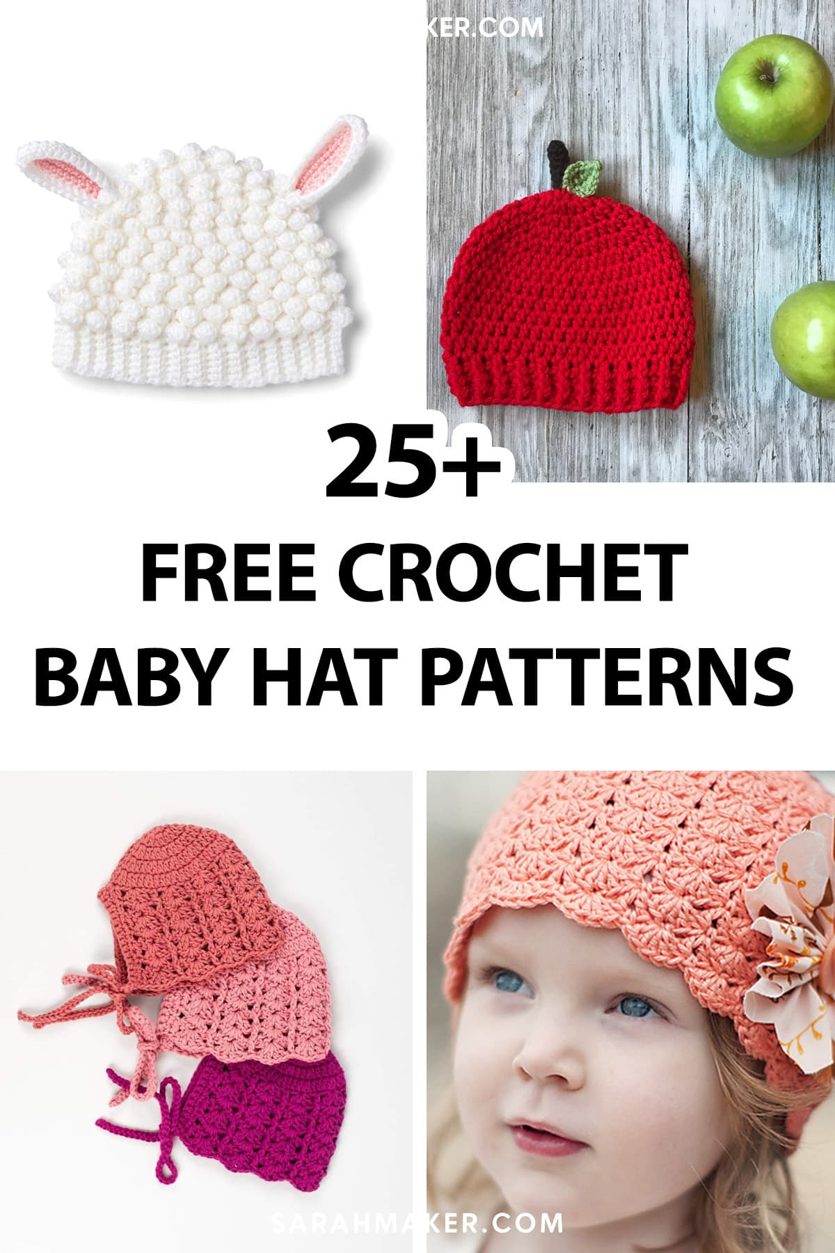 25 Adorable And Free Crochet Baby Hat Patterns - Sarah Maker within FREE Printable Crochet Hat Patterns For Beginners