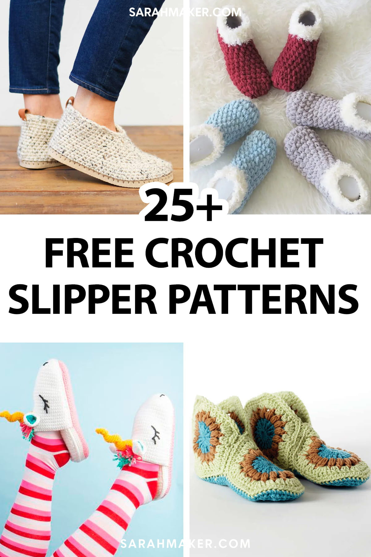 25 Cozy Crochet Slipper Patterns (All Free!) - Sarah Maker pertaining to FREE Printable Crochet Slipper Patterns