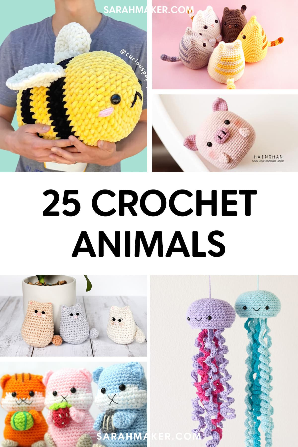 25 Easy Crochet Animal Patterns For Beginners - Sarah Maker with FREE Printable Crochet Animal Patterns