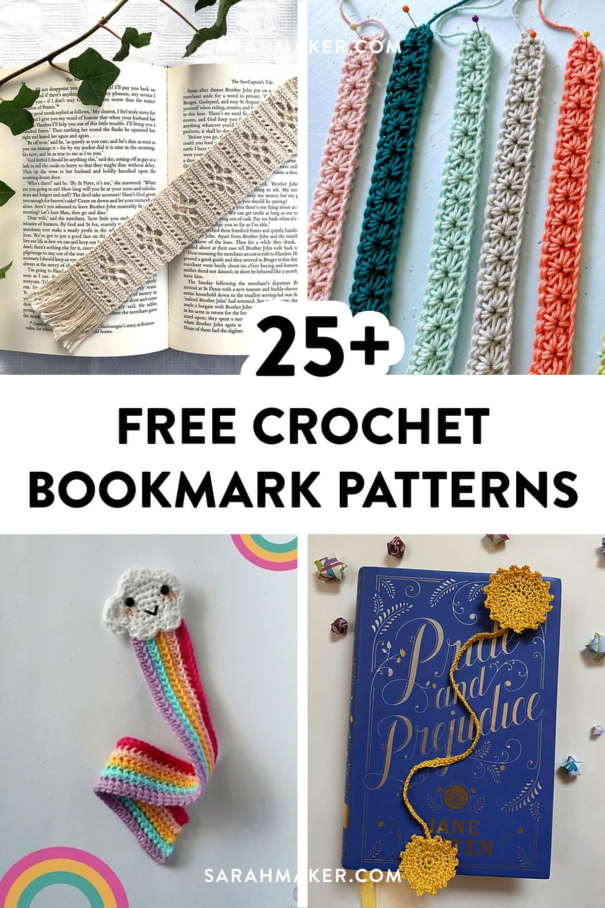 25 Free Crochet Bookmark Patterns - Sarah Maker intended for Free Printable Crochet Patterns For Bookmarks