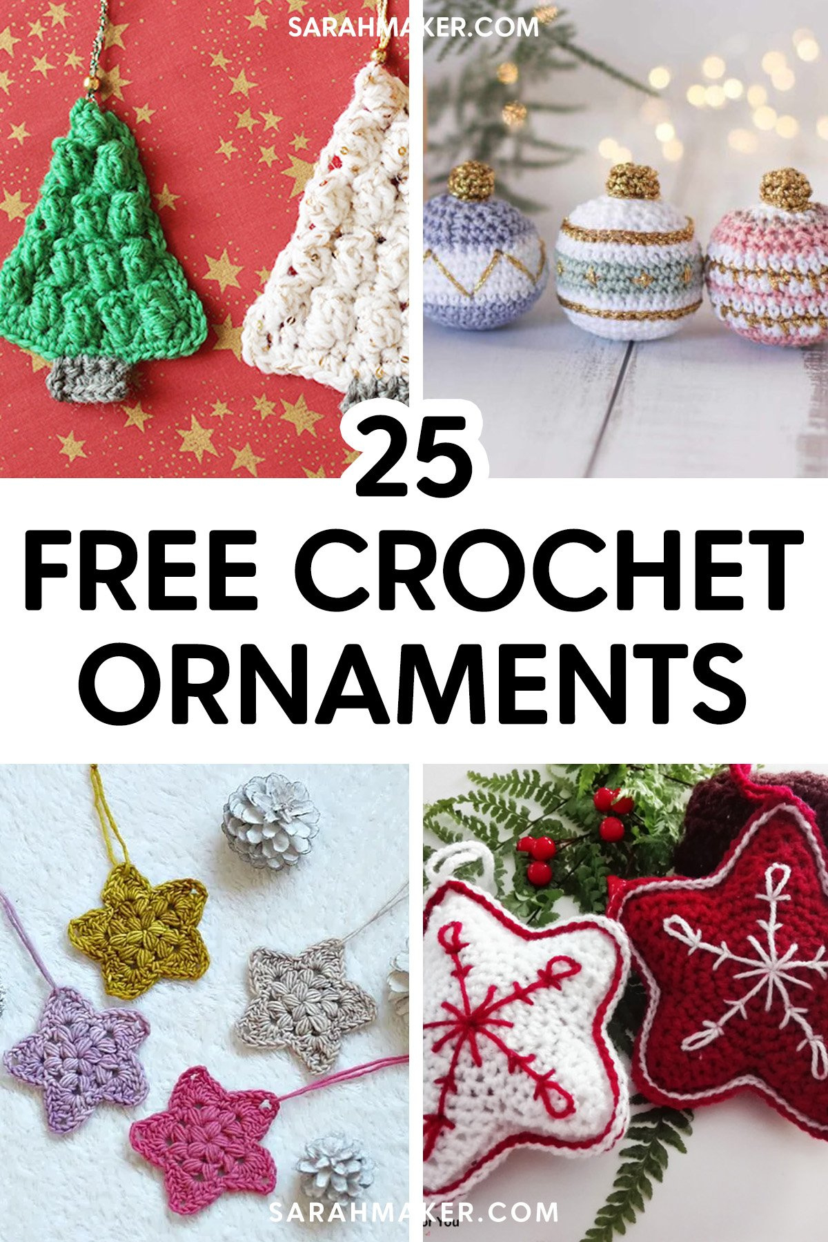 25 Free Crochet Christmas Ornament Patterns - Sarah Maker inside FREE Printable Crochet Christmas Ornament Patterns