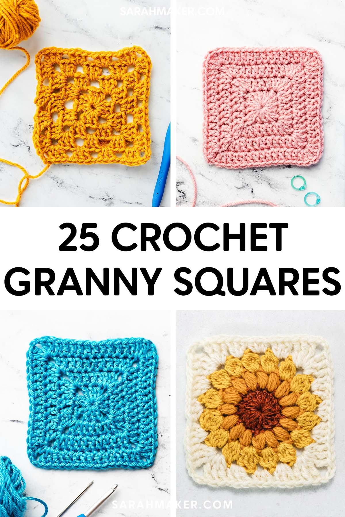 25 Free &amp;amp; Easy Granny Square Patterns - Sarah Maker in Free Printable Crochet Patterns For Granny Squares