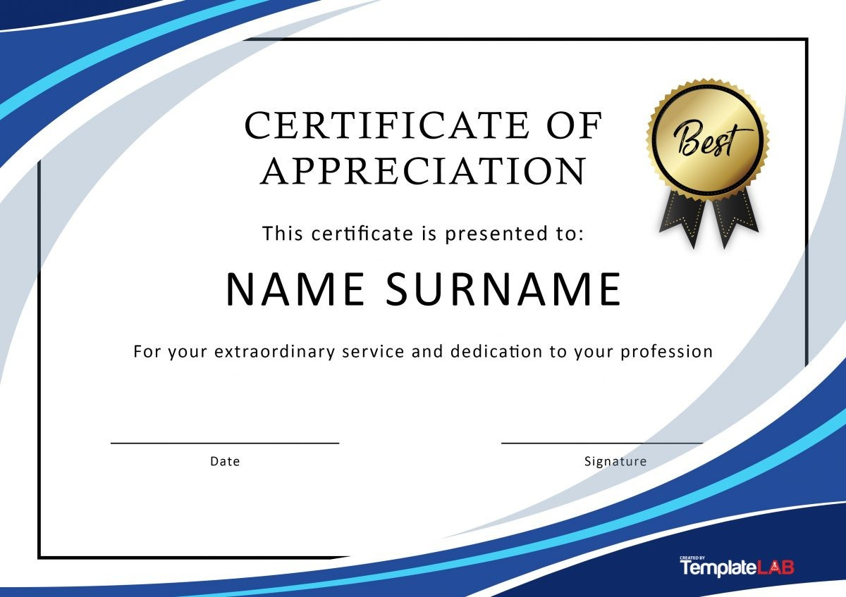 26 Free Certificate Of Appreciation Templates And Letters regarding Free Printable Certificates Of Appreciation Templates