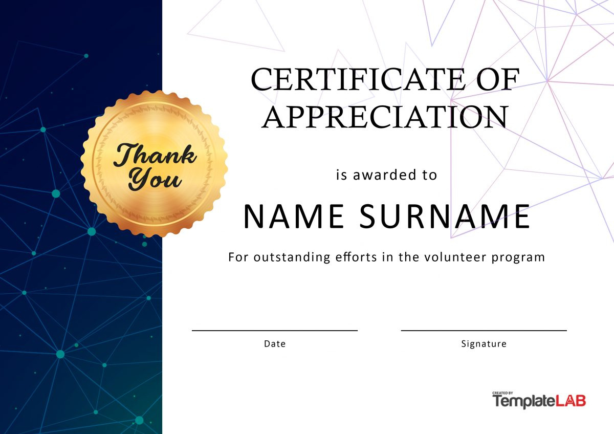 26 Free Certificate Of Appreciation Templates And Letters within FREE Printable Certificates of Appreciation Templates