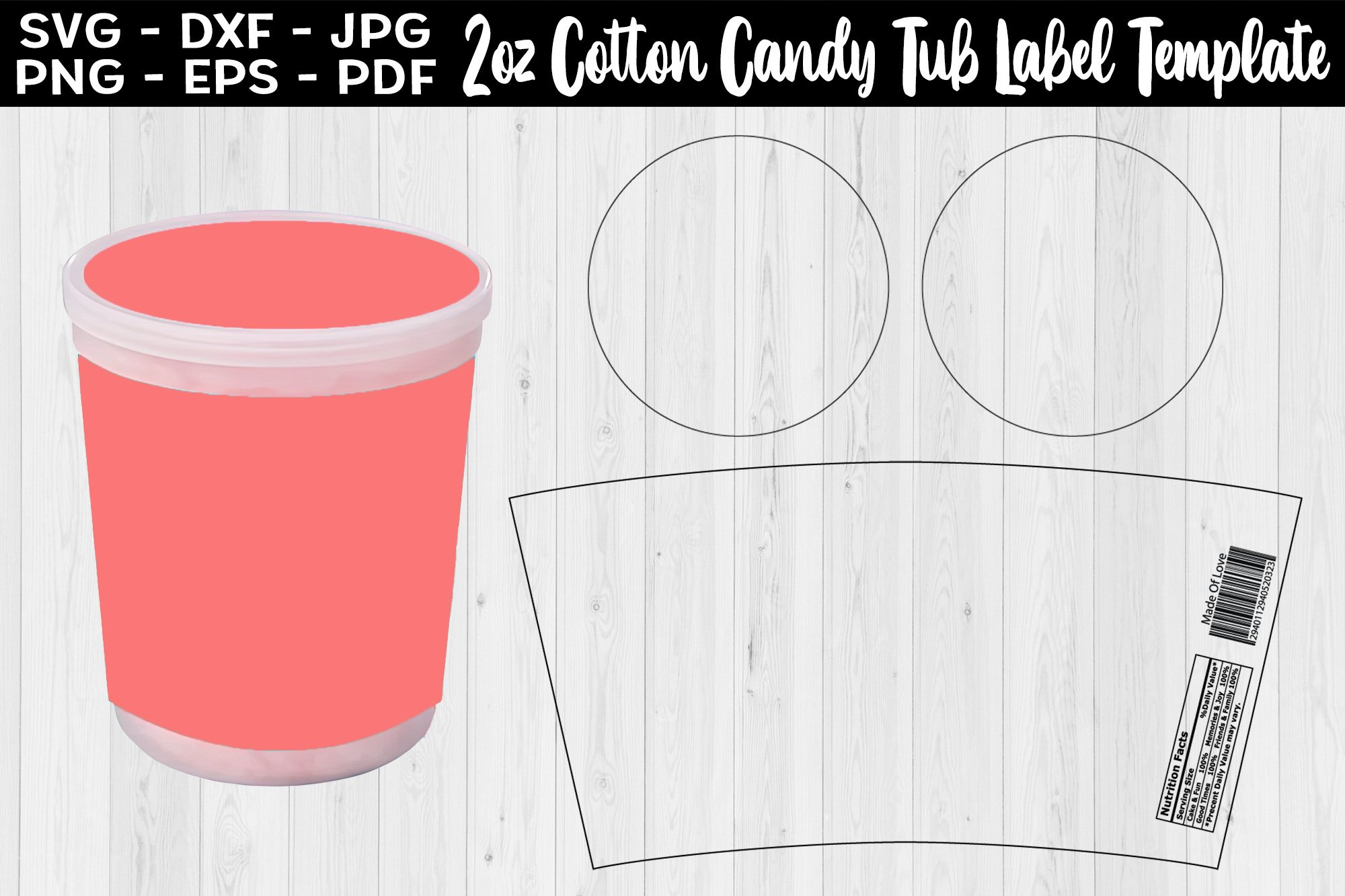 2Oz Cotton Candy Tub Label Template Full Wrap And Lid within FREE Printable Cotton Candy Template