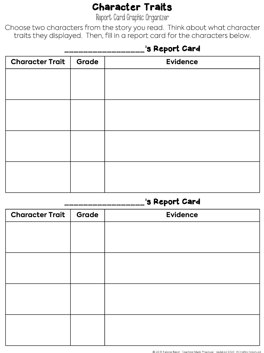 3 Character Traits Graphic Organizers - Teaching Made Practical inside FREE Printable Character Analysis Graphic Organizer