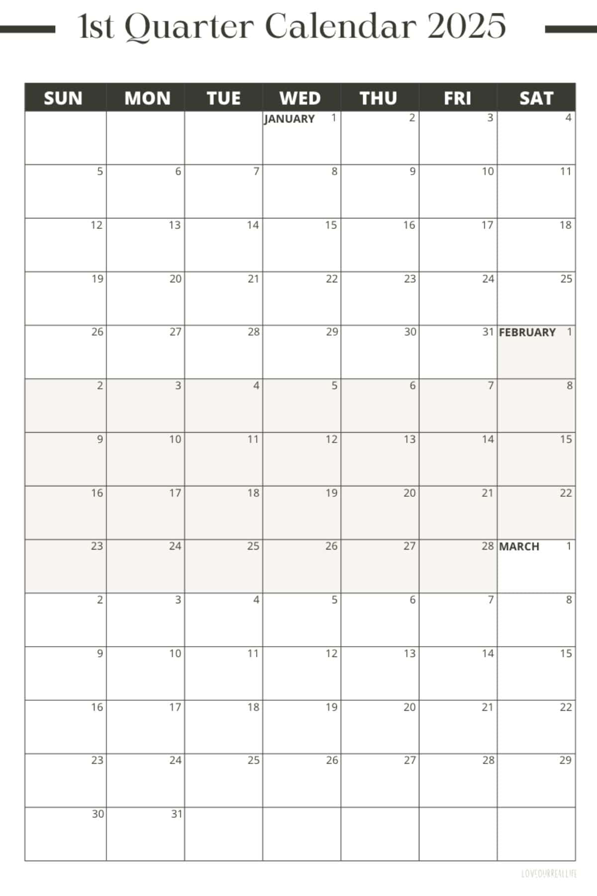 3 Month Calendar Printables: 2025 And 2026! ⋆ Love Our Real Life regarding FREE Printable Calendar 2025 3 Months Per Page