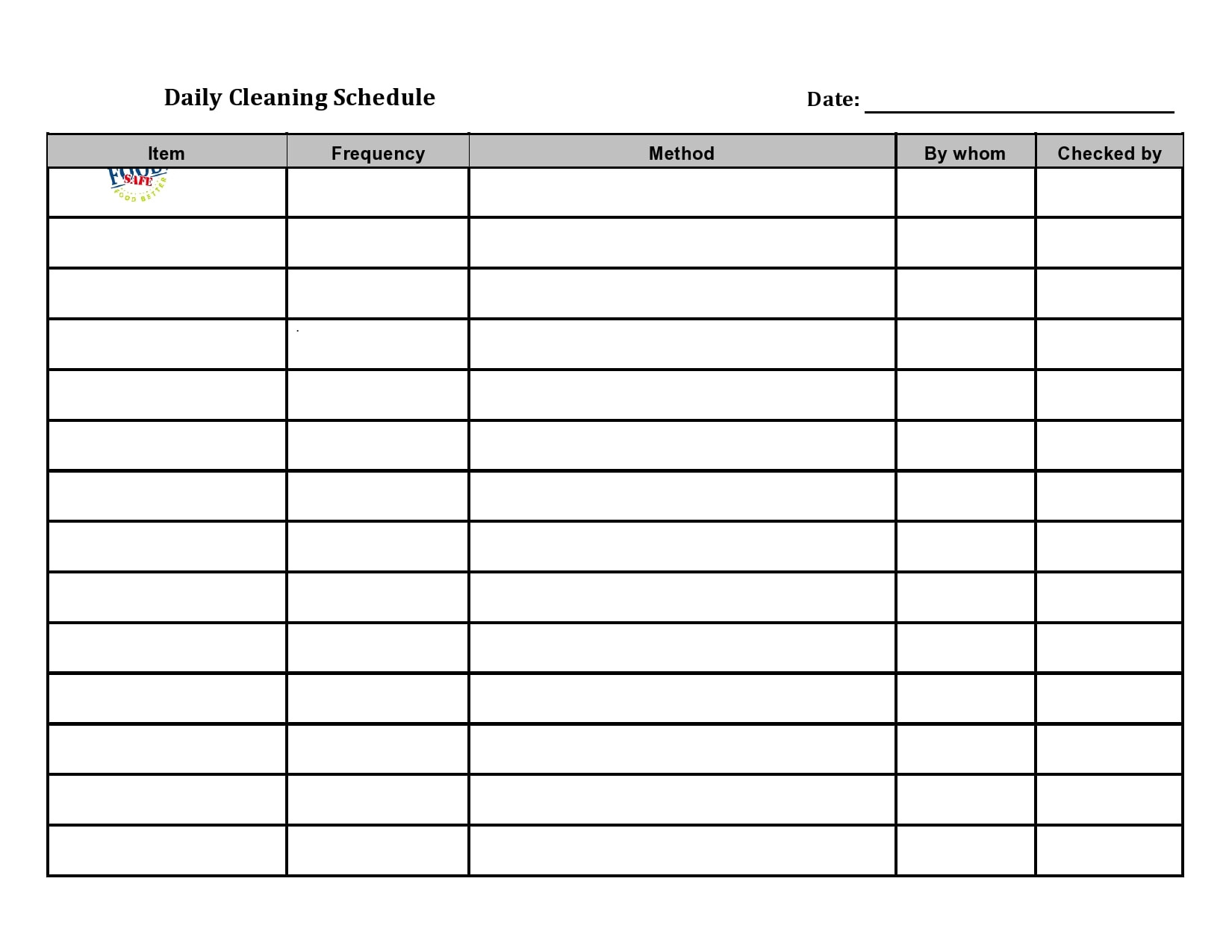30 Free Cleaning Schedule Templates (Daily / Weekly / Monthly) pertaining to FREE Printable Cleaning Log Template