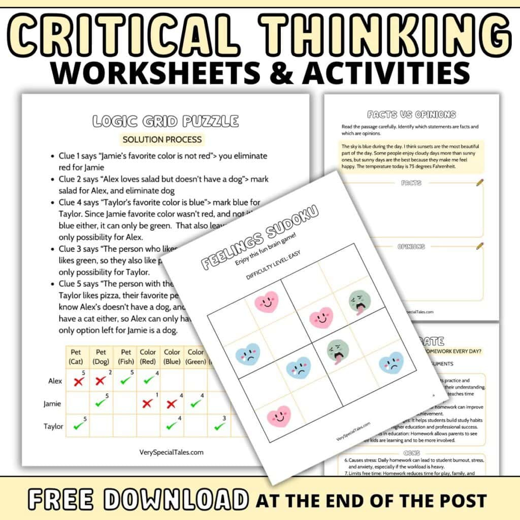 36 Fun Critical Thinking Games And Activities For Kids (Printable for Free Printable Critical Thinking Worksheets