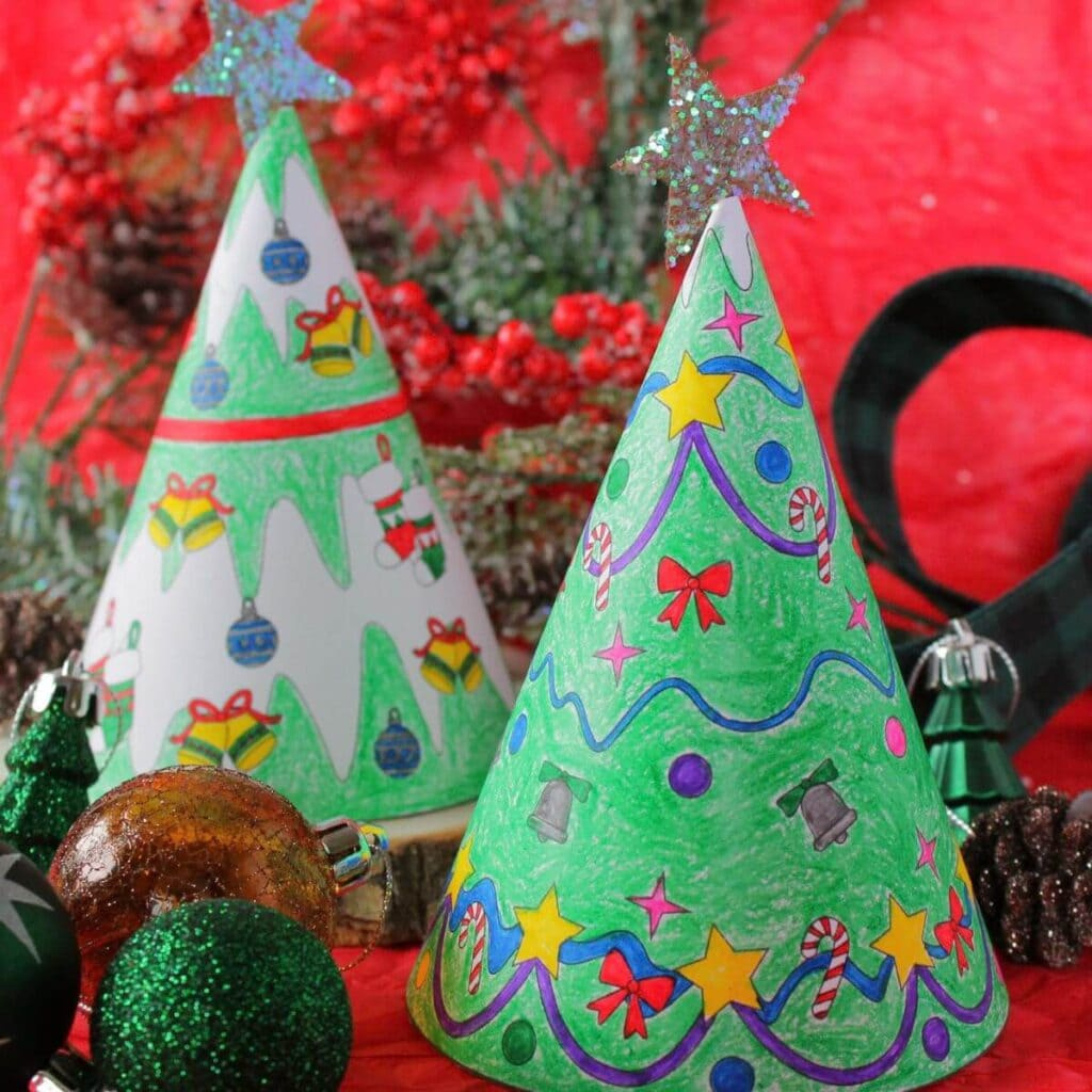 3D Paper Cone Christmas Tree Craft For Kids - Free Template for Free Printable Christmas Tree Cone Template