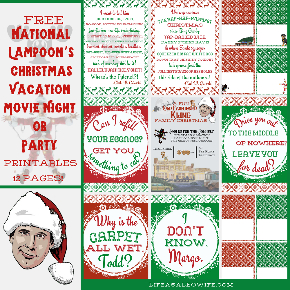 3Rd Annual Christmas Family Movie Night/Party Printable Set with FREE Printable Christmas Vacation Quotes