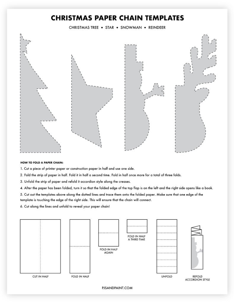 4 Free Printable Christmas Paper Chain Templates - Pjs And Paint within Free Printable Christmas Paper Chains