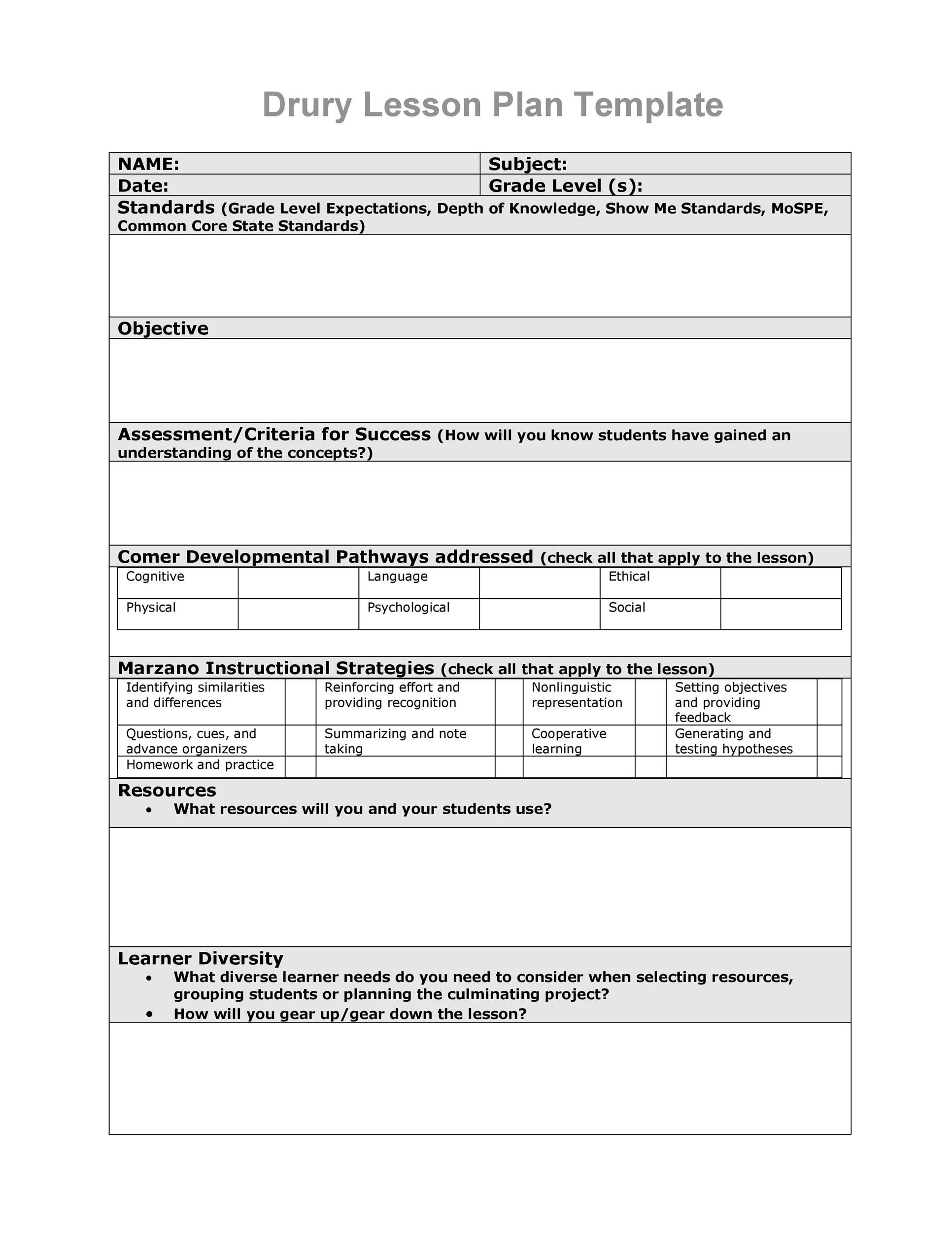 44 Free Lesson Plan Templates [Common Core, Preschool, Weekly] pertaining to FREE Printable Common Core Lesson Plan Template