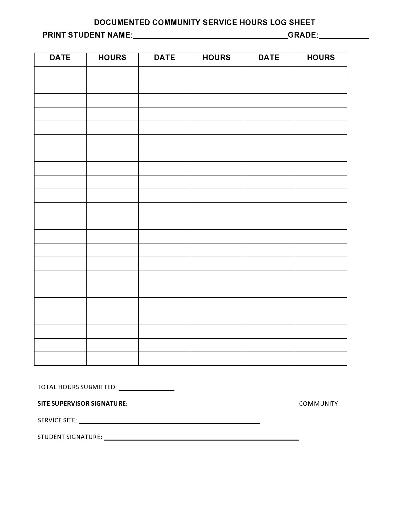 44 Printable Community Service Forms (Ms Word) ᐅ Templatelab with Free Printable Community Service Hours Log Sheet