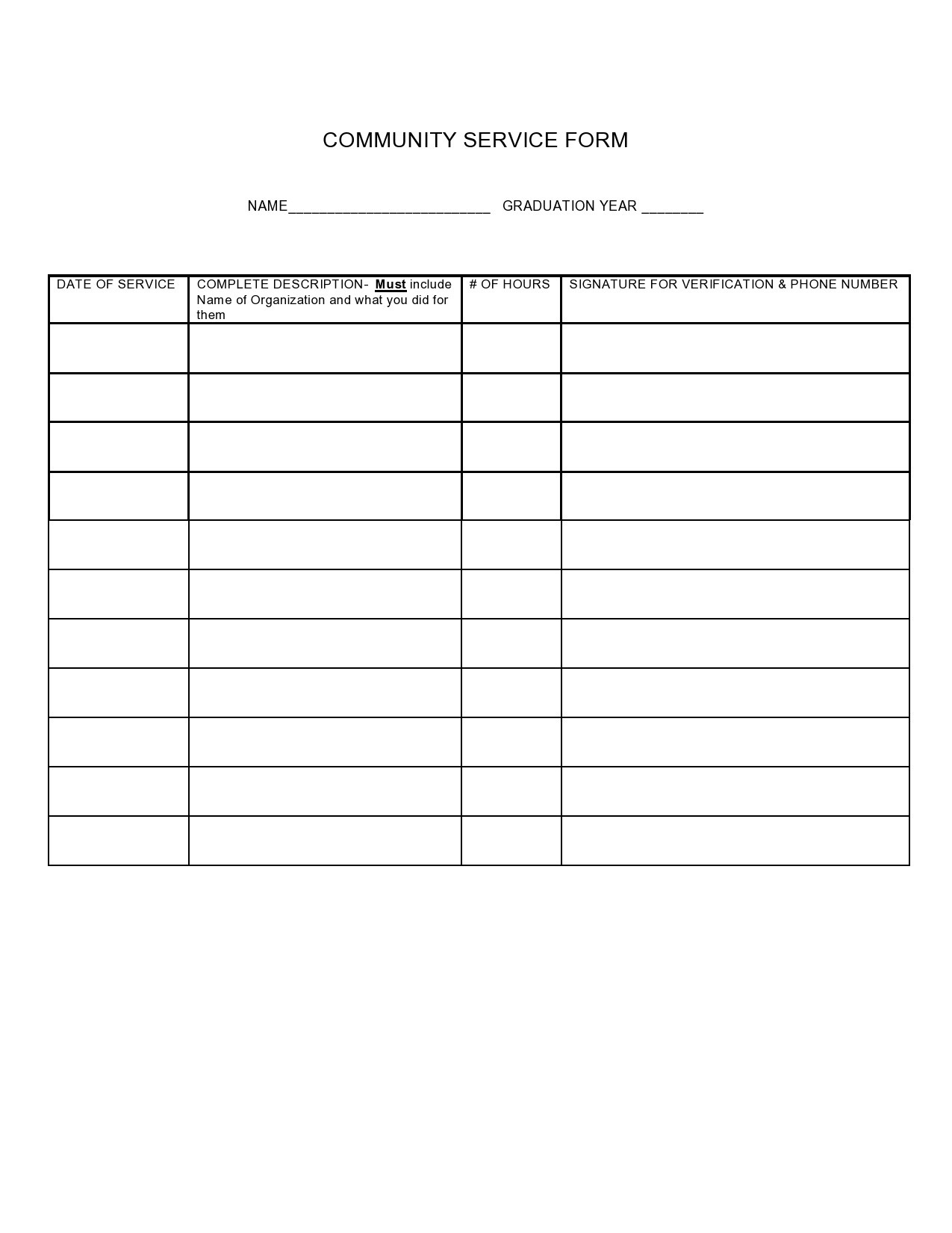 44 Printable Community Service Forms (Ms Word) ᐅ Templatelab with regard to Free Printable Community Service Forms For Court