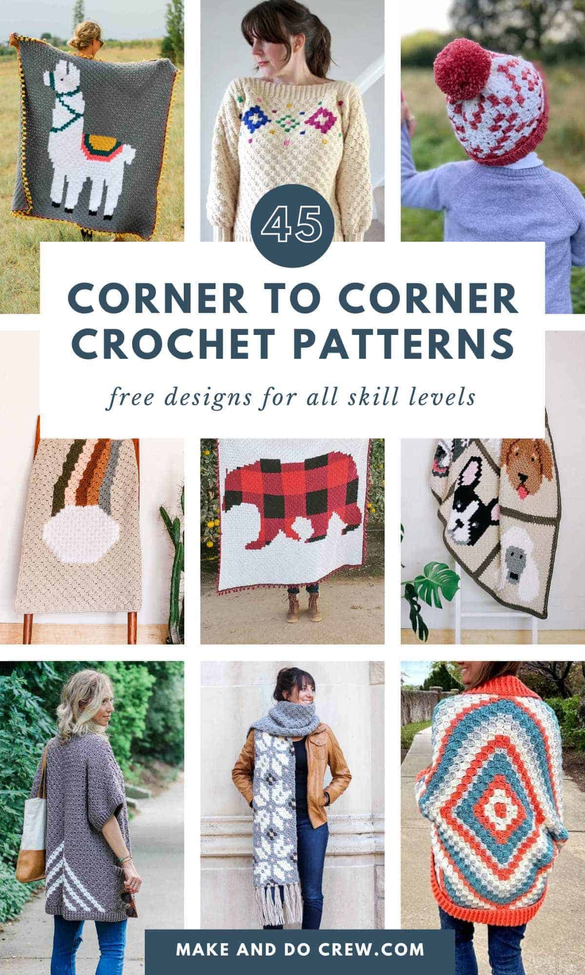 45 Free C2C Crochet Patterns: Blankets, Sweaters + Beyond for Free Printable C2C Crochet Patterns