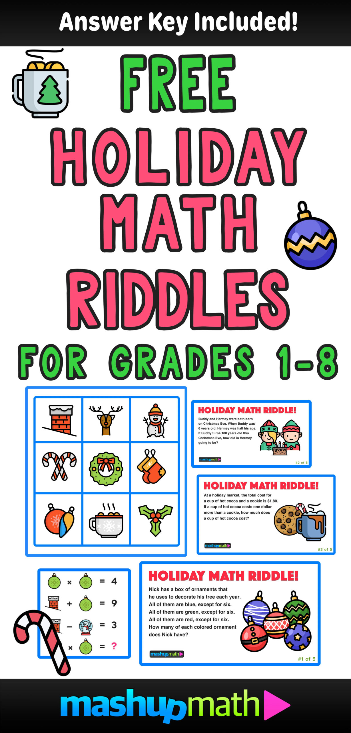 5 Fun Christmas Math Riddles And Brain Teasers For Grades 1-8 inside FREE Printable Christmas Brain Teasers
