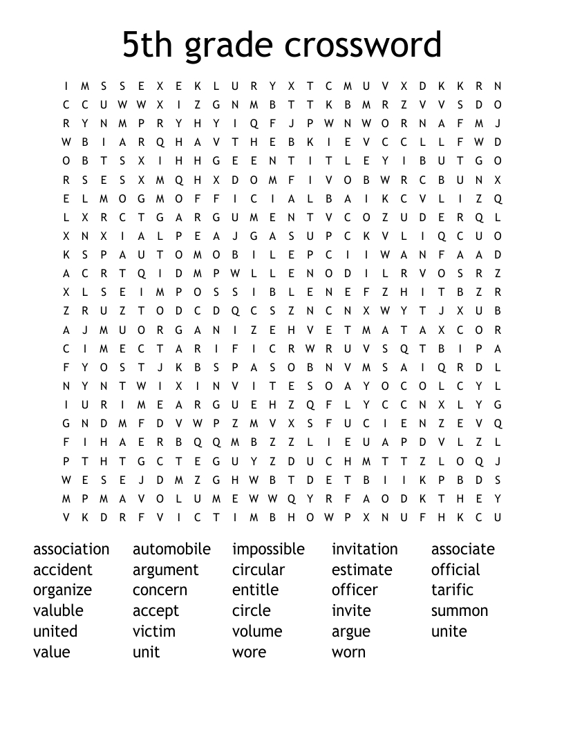 5Th Grade Crossword Word Search - Wordmint throughout Free Printable Crossword Puzzles For 5Th Graders