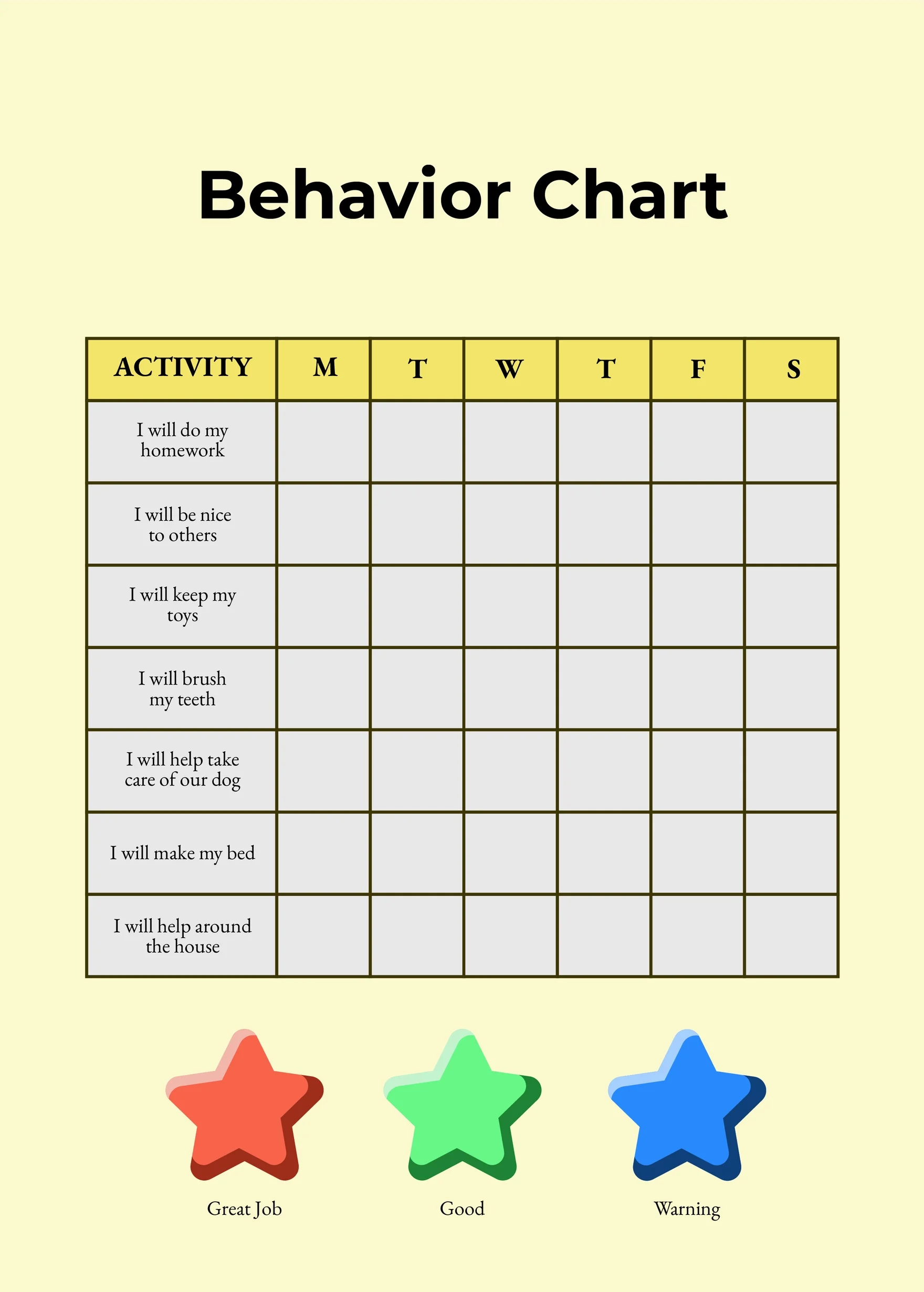 6+ Behavior Chart Templates - Pdf, Doc for Free Printable Bus Behavior Charts