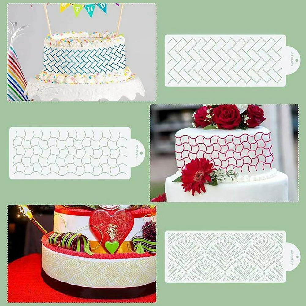 6Pcs Cake Stencils Irregular Pattern Cake Printing Tool Food Grade pertaining to FREE Printable Cake Decorating Stencils