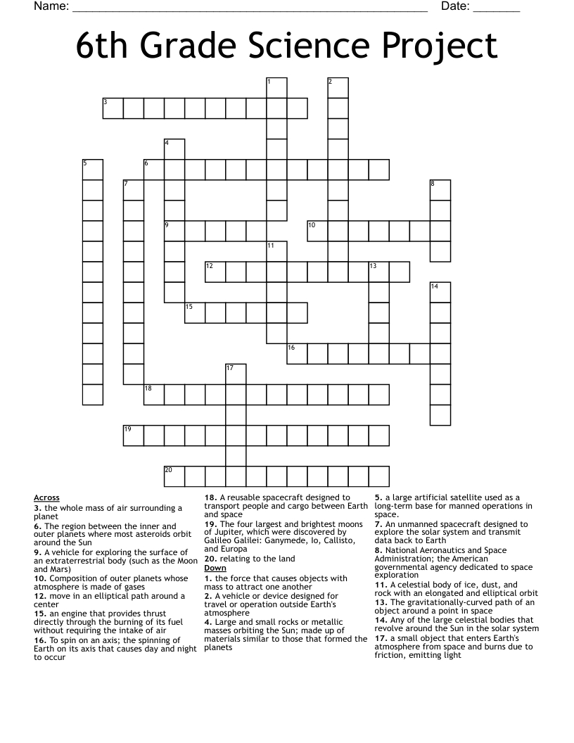 6Th Grade Science Project Crossword - Wordmint with regard to Free Printable Crossword Puzzles For 6Th Graders
