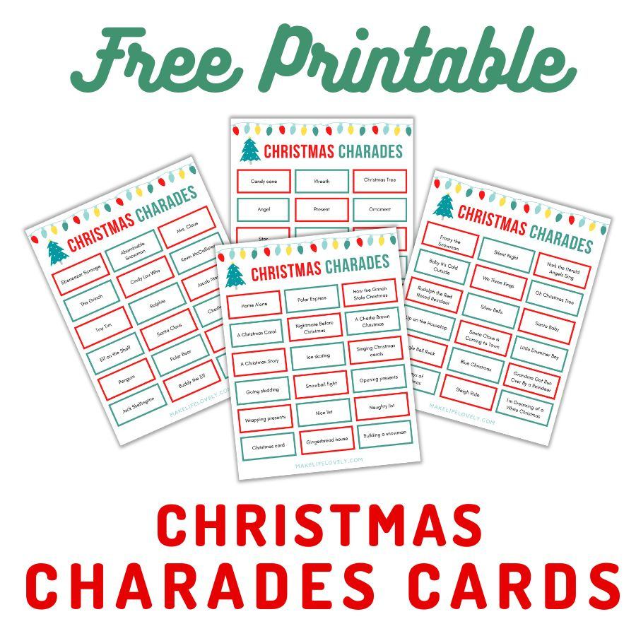 72 Free Printable Christmas Charades Cards - Make Life Lovely regarding FREE Printable Christmas Charades List