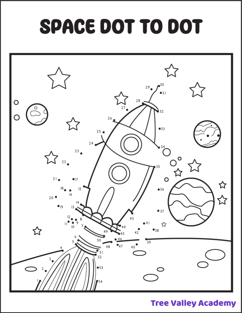 8 Space Dot To Dot Coloring Pages - Tree Valley Academy in Free Printable Connect The Dots For Preschool