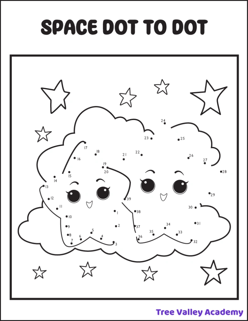 8 Space Dot To Dot Coloring Pages - Tree Valley Academy within Free Printable Connect The Dots For Preschool