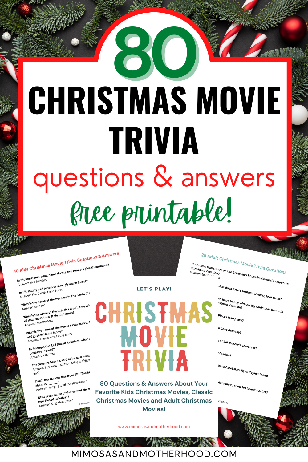 80 Christmas Movie Trivia Questions And Answers {Free Printable in Free Printable Christmas Movie Trivia Game