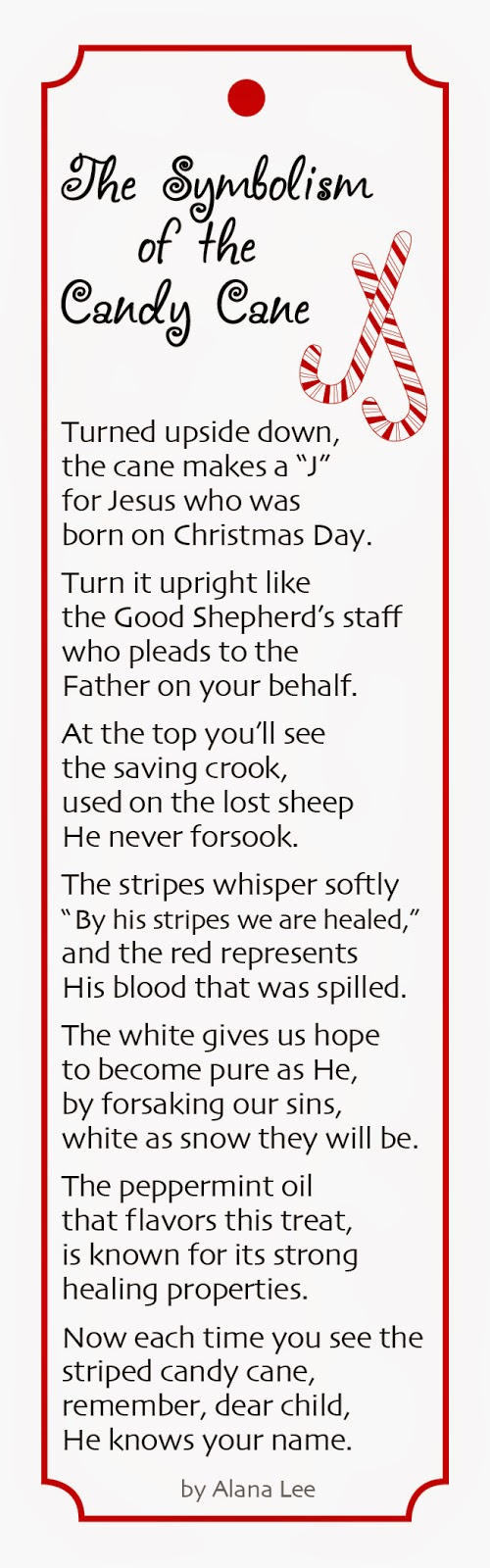 Alana Lee Designs ~ Designs With Personality: Candy Cane Poem pertaining to FREE Printable Candy Cane Legend Bookmarks