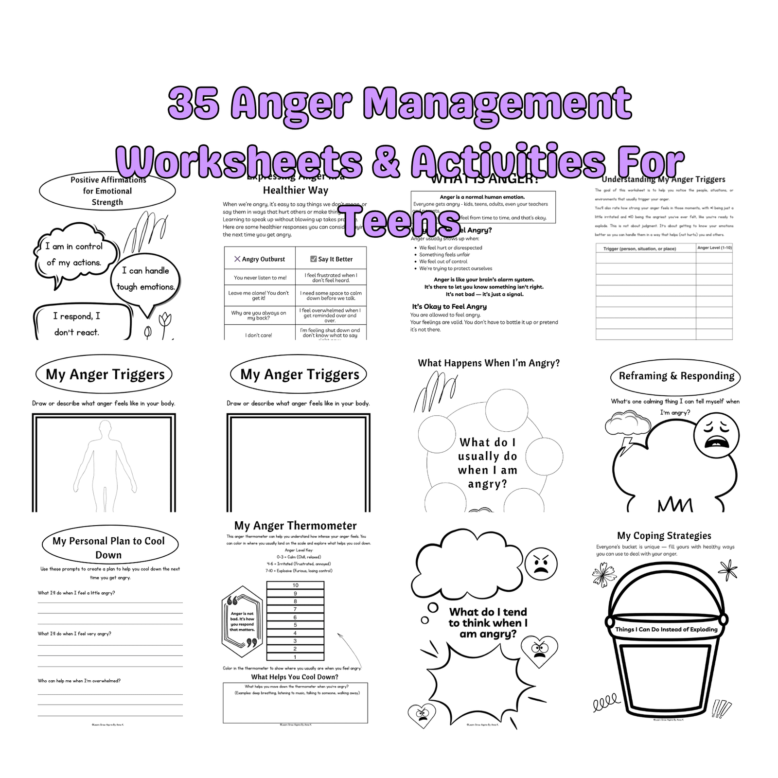 Anger Management Worksheets For Teens in FREE Printable Counseling Anger Management Worksheets