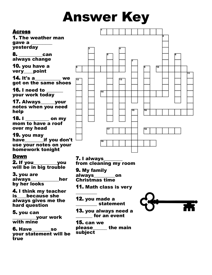 Answer Key Crossword - Wordmint inside Free Printable Crossword Puzzle Maker With Answer Key