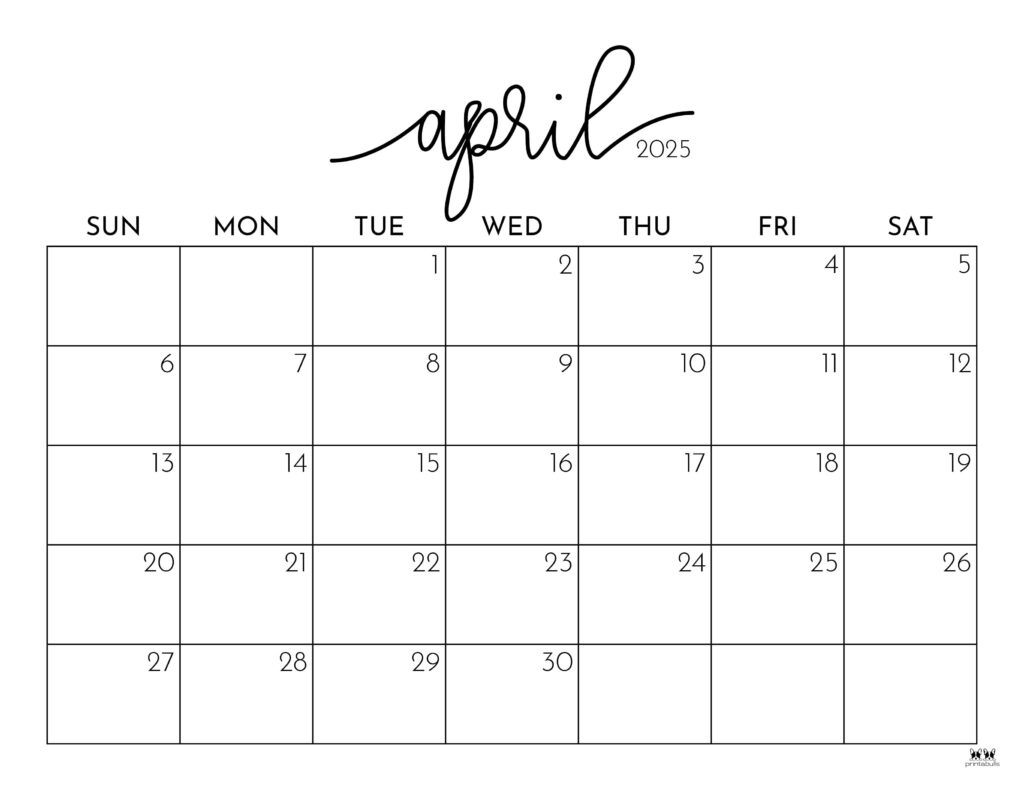 April 2025 Calendars - 107 Free Printables | Printabulls for FREE Printable Calendar 2025 April