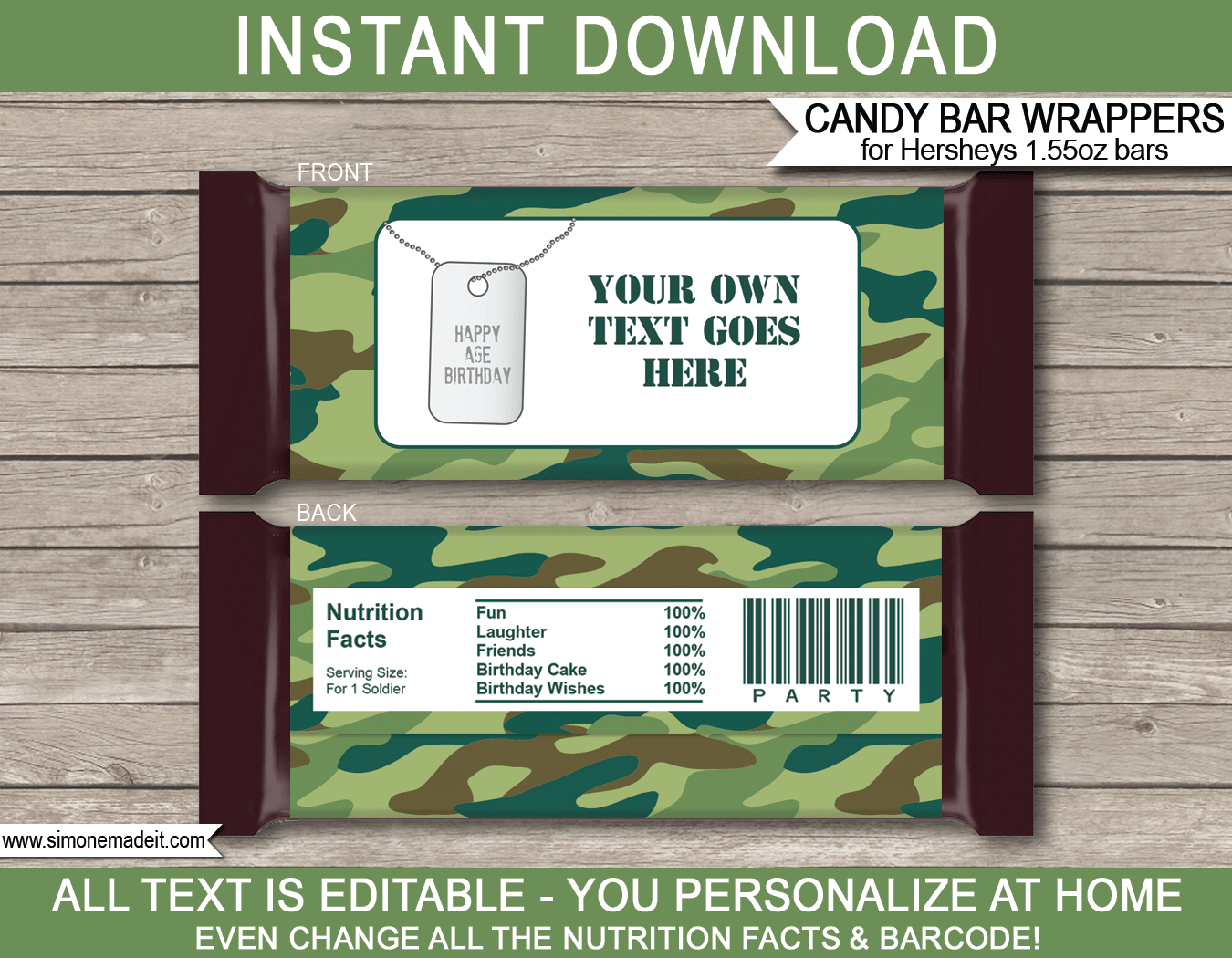 Army Party Printables, Invitations &amp;amp; Decorations - Camo inside Free Printable Camo Birthday Invitations