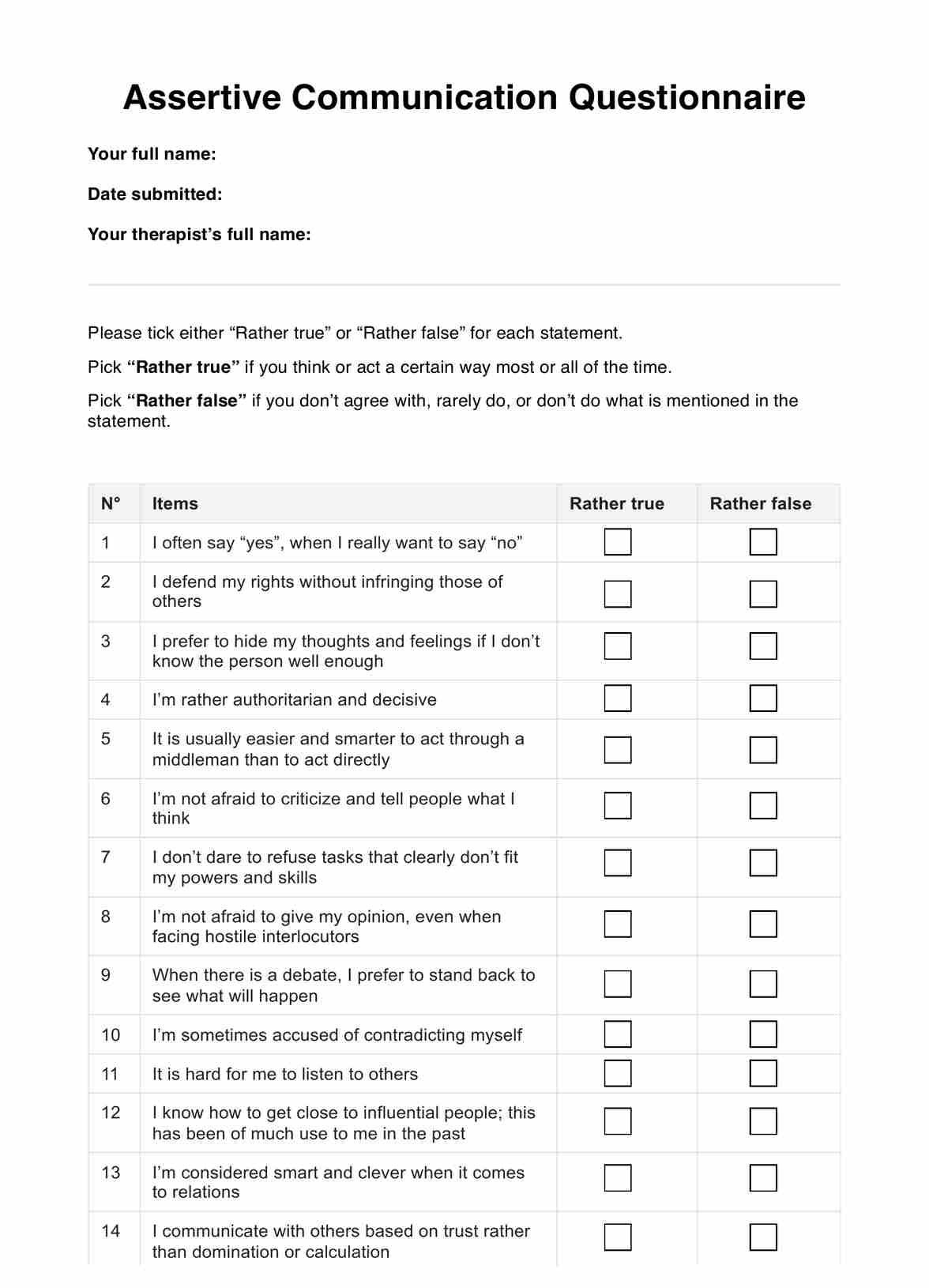 Assertive Communication Questionnaire in Free Printable Communication Styles Quiz